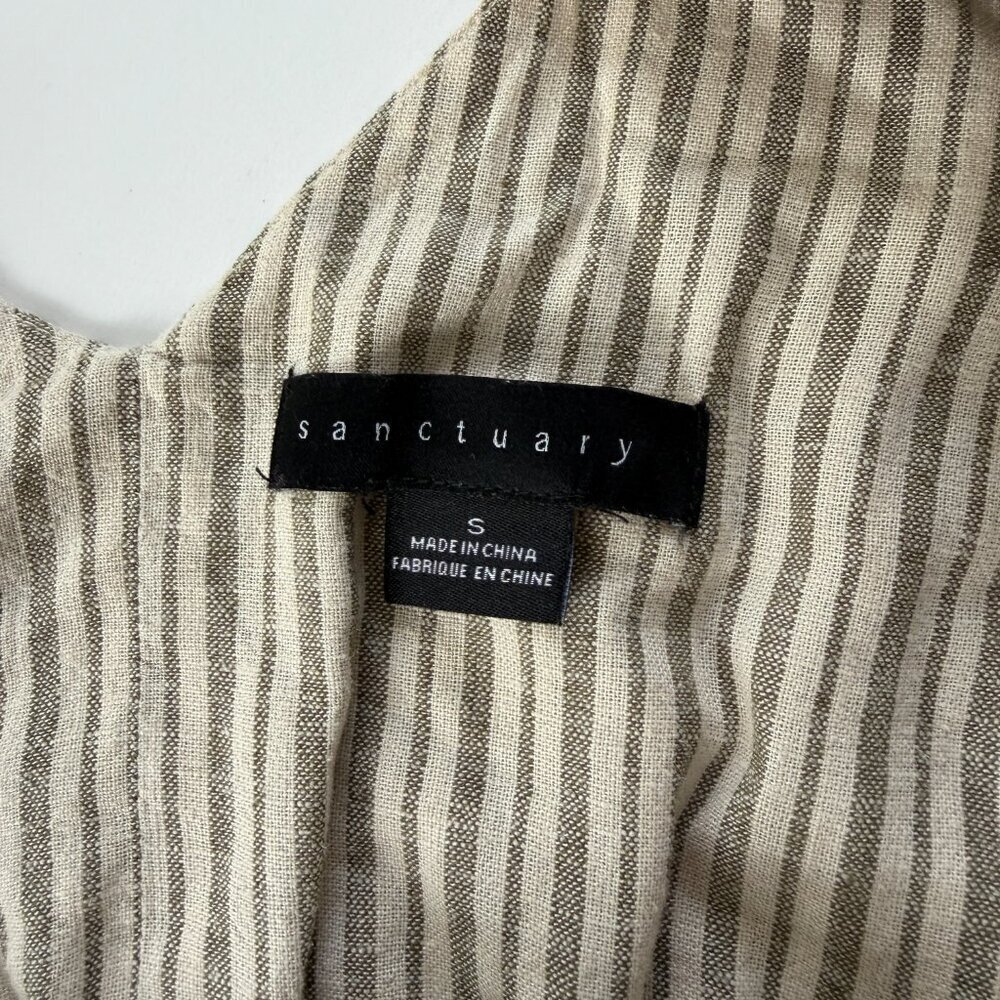 Sanctuary Move Your Body Olive Gray/Green Striped Linen Maxi Dress - Picture 7 of 7